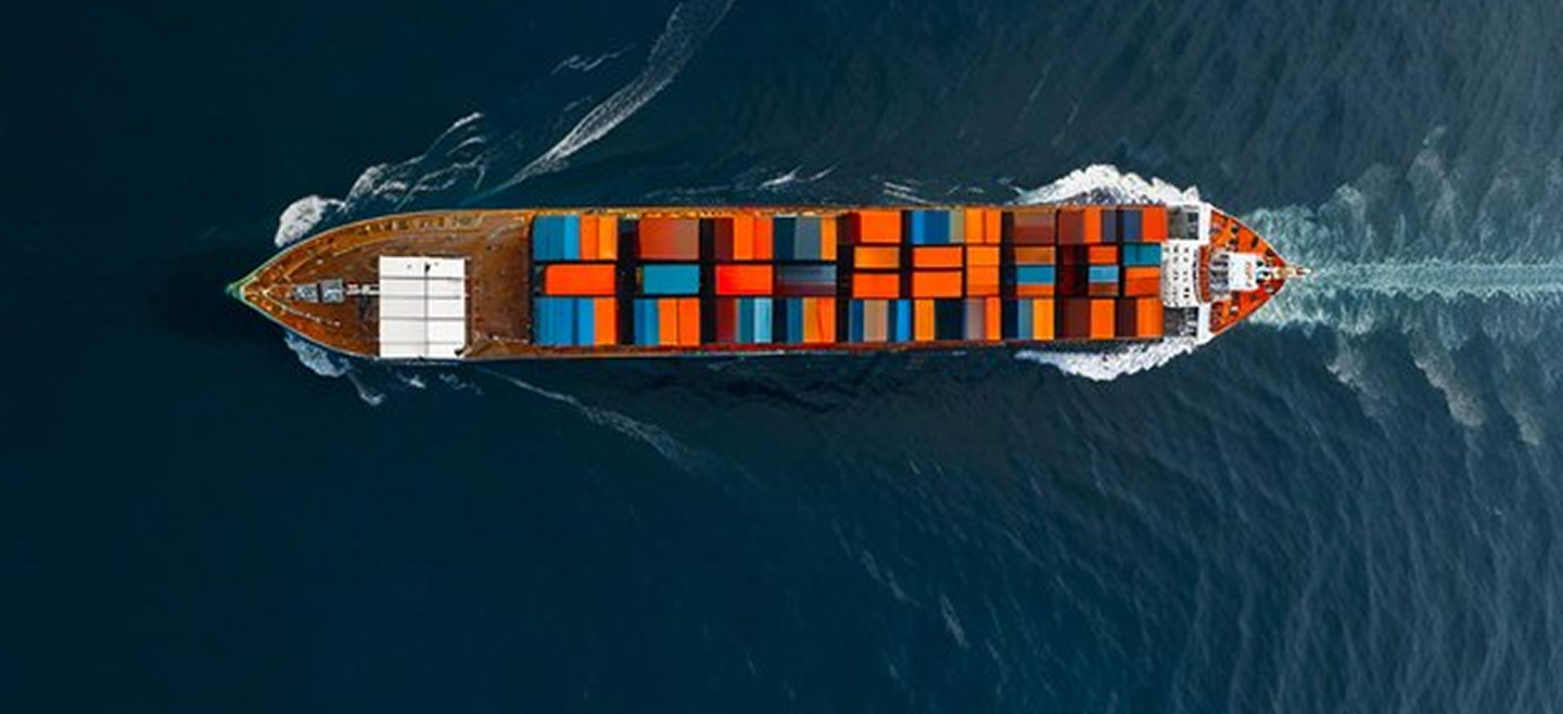 Container ship aerial view